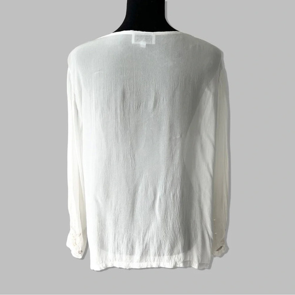Vintage Raindrops Semi Sheer Embroidered Sequins Blouse - Picture 2 of 14